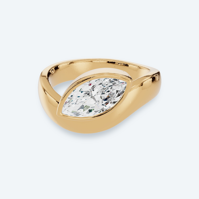 Marquise Lab Diamond Bezel Curve Ring