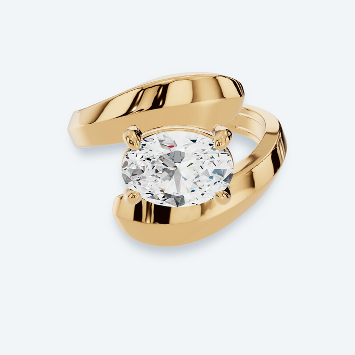 Oval Lab Diamond Knife-Edge Bypass Ring