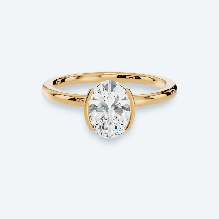 Oval Semi-Bezel Lab Diamond Ring