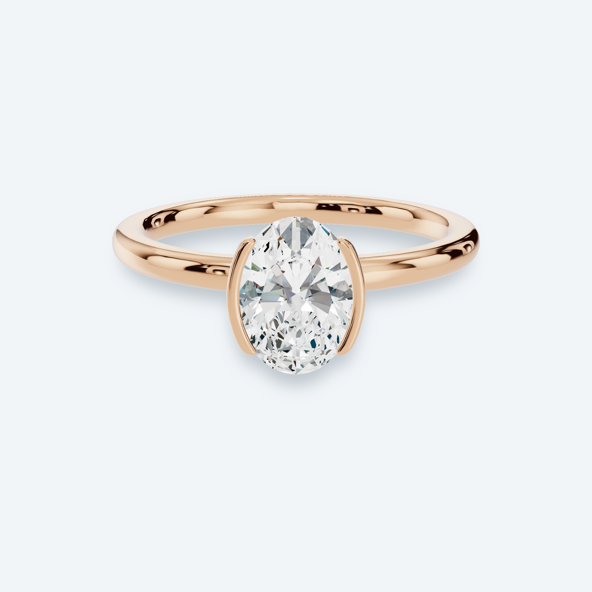 Oval Semi-Bezel Lab Diamond Ring