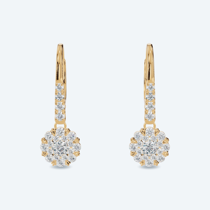 Lab Diamond Round Pave Drop Earrings