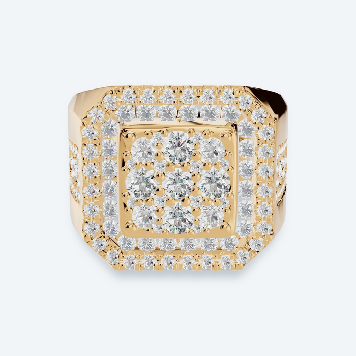 Pavé Lab Diamond Men's Signet Wedding Ring