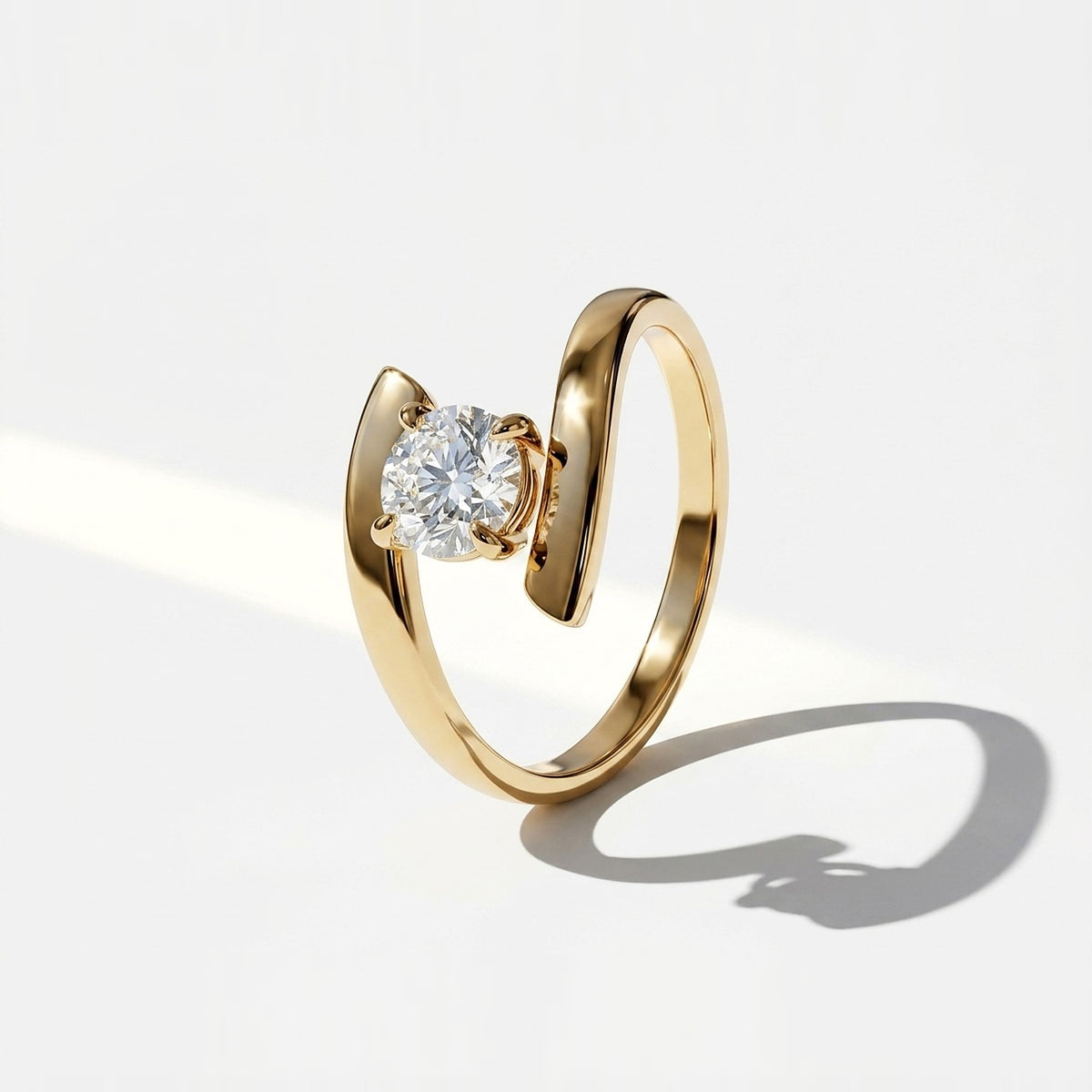 Round Lab Diamond Bypass Ring
