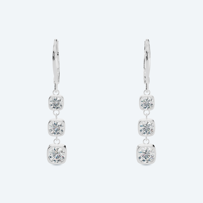 Lab Diamond Round Prong-Set Drop Earrings
