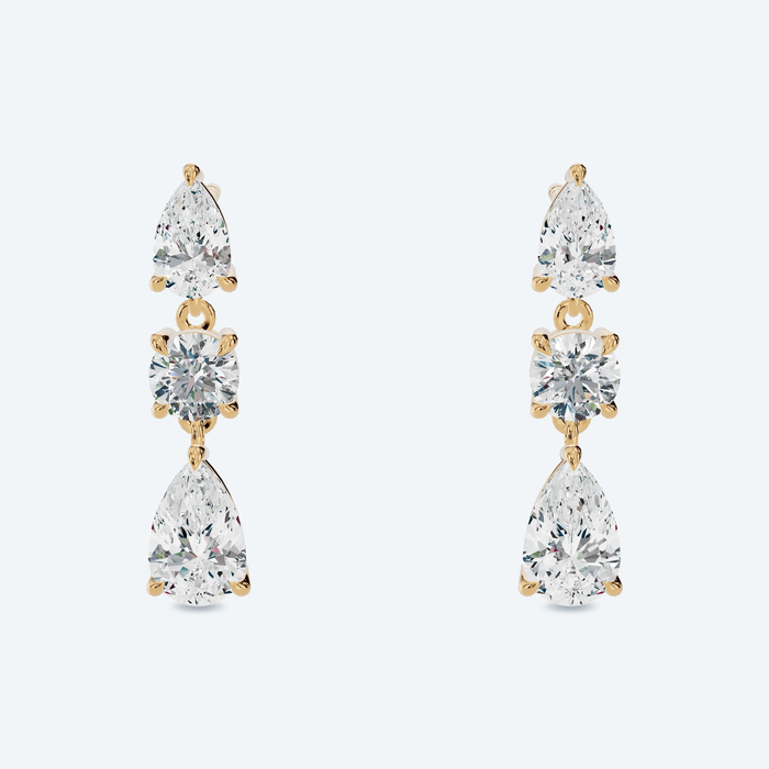 Lab Diamond Pear-Round Line Drop Earrings