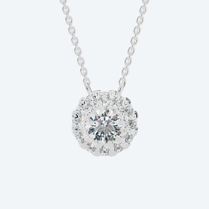 Round Brilliant Halo Lab Diamond Pendant