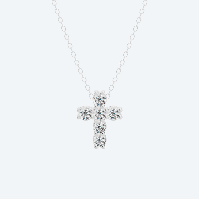 Round Brilliant Lab Diamond Cross Pendant