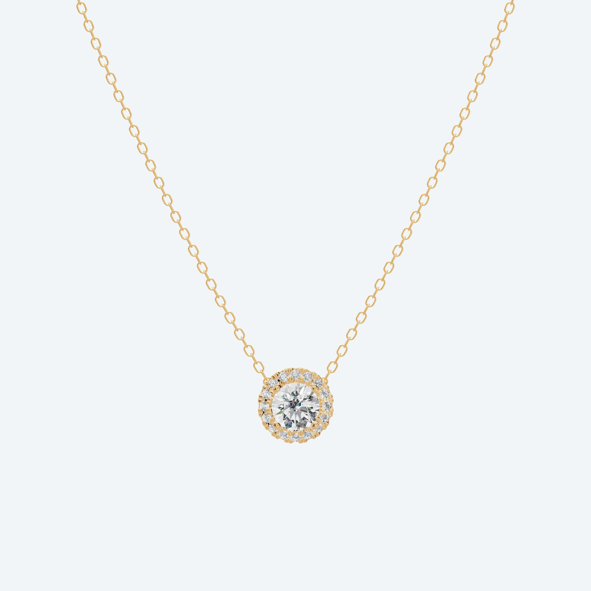 Round Halo Lab Diamond Pendant - 0.50 ctw